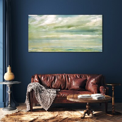 Peaceful sky over the sea Glass Print
