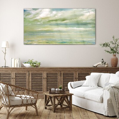 Peaceful sky over the sea Glass Print