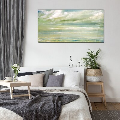 Peaceful sky over the sea Glass Print