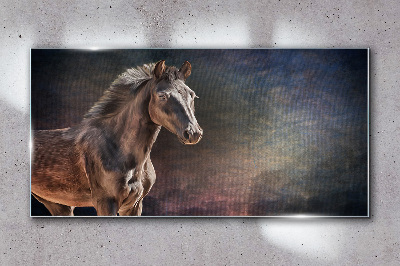 Portrait of a horse on an abstract background Glass Wall Art