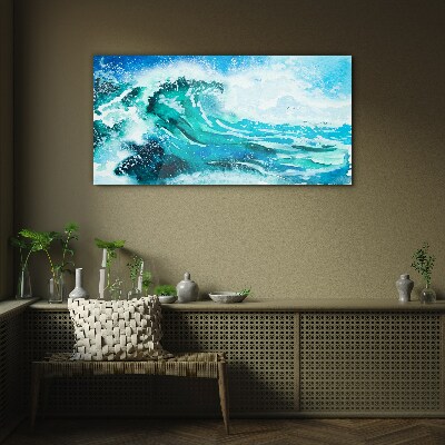 Sea waves nature Glass Wall Art