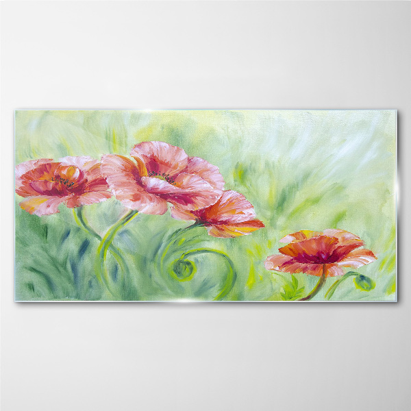 Floral landscape in pastel shades Glass Print