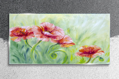 Floral landscape in pastel shades Glass Print