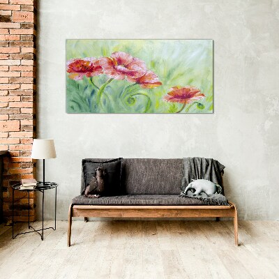 Floral landscape in pastel shades Glass Print