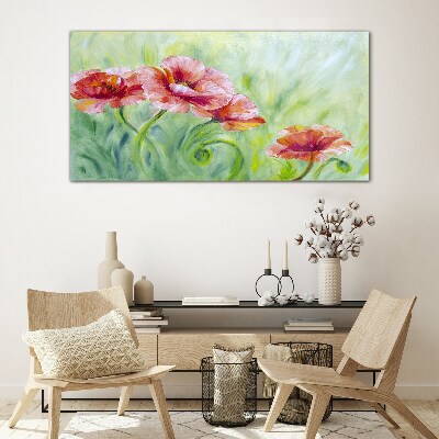 Floral landscape in pastel shades Glass Print