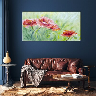Floral landscape in pastel shades Glass Print