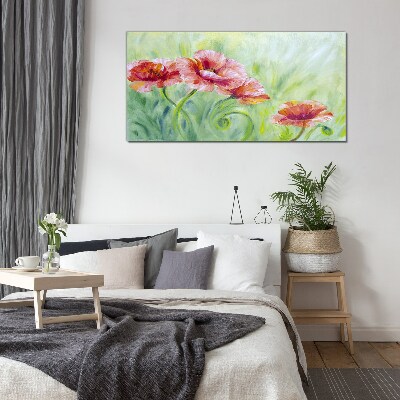 Floral landscape in pastel shades Glass Print