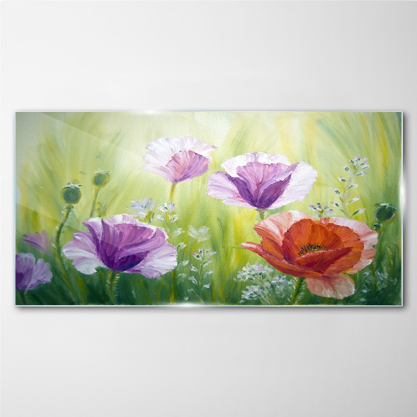 Flower garden in pastel colors Glass Print