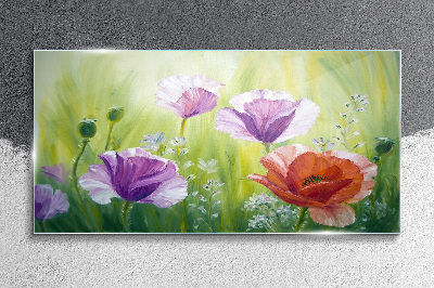 Flower garden in pastel colors Glass Print