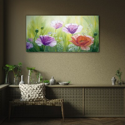 Flower garden in pastel colors Glass Print