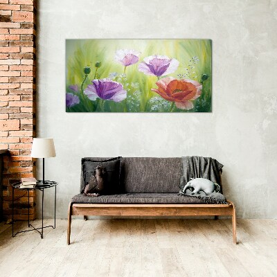 Flower garden in pastel colors Glass Print