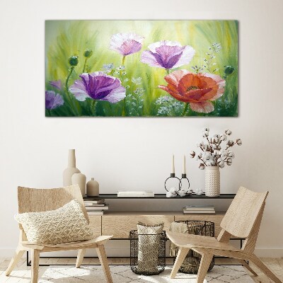 Flower garden in pastel colors Glass Print