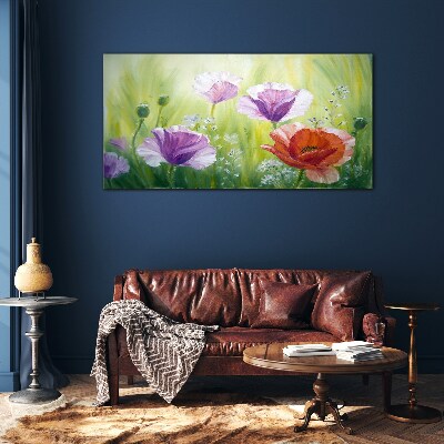 Flower garden in pastel colors Glass Print