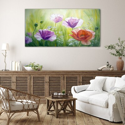 Flower garden in pastel colors Glass Print