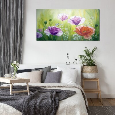 Flower garden in pastel colors Glass Print
