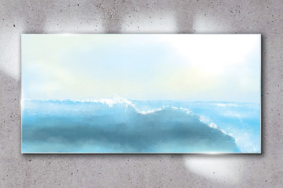 Abstract sea waves Glass Wall Art