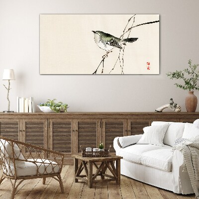 Bird on a branch Glass Wall Art