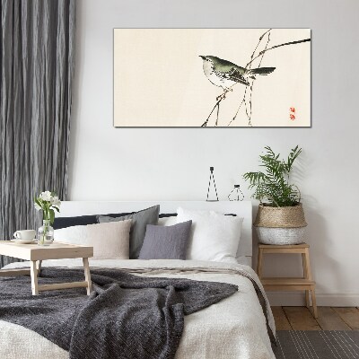 Bird on a branch Glass Wall Art