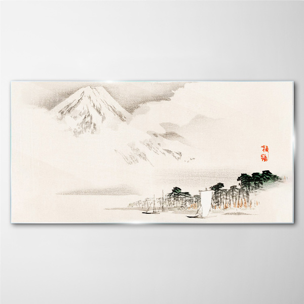 The peace of a mountain landscape Glass Wall Art
