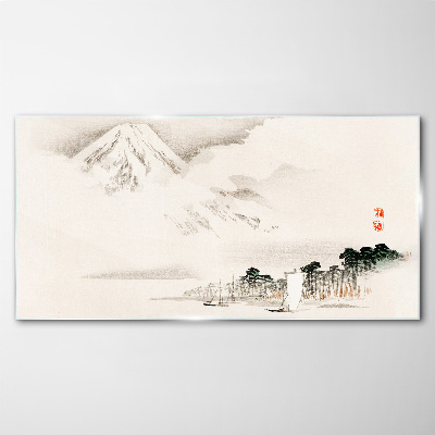 The peace of a mountain landscape Glass Wall Art