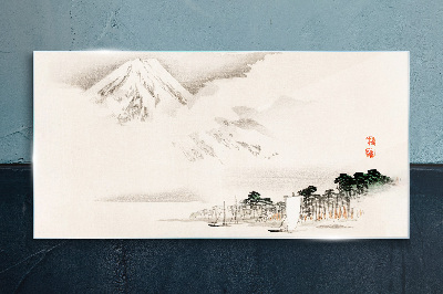 The peace of a mountain landscape Glass Wall Art