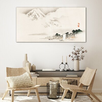The peace of a mountain landscape Glass Wall Art