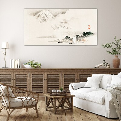 The peace of a mountain landscape Glass Wall Art