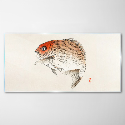 Modern animals fish Glass Wall Art