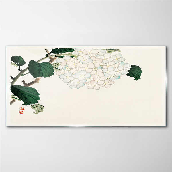 Floral arrangement with leaves Glass Wall Art