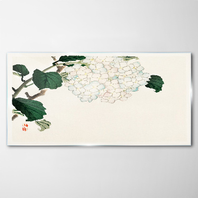Floral arrangement with leaves Glass Wall Art