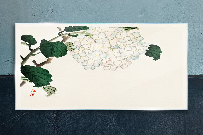 Floral arrangement with leaves Glass Wall Art