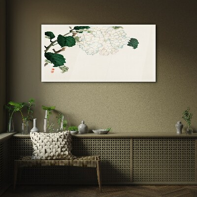 Asian branches of leaves Glass Wall Art