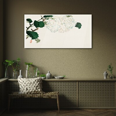 Floral arrangement with leaves Glass Wall Art