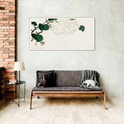 Floral arrangement with leaves Glass Wall Art