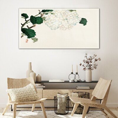 Floral arrangement with leaves Glass Wall Art