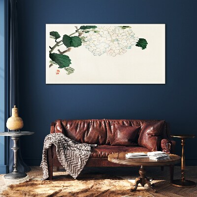 Floral arrangement with leaves Glass Wall Art