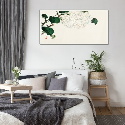 Floral arrangement with leaves Glass Wall Art