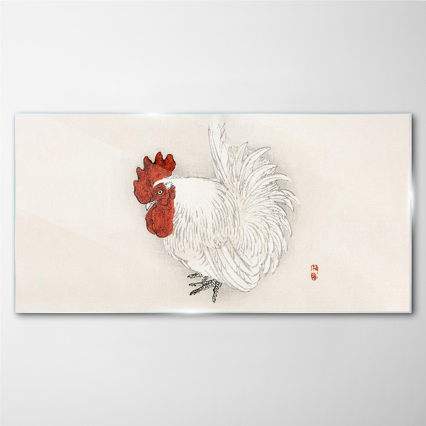 Rooster in delicate colors Glass Wall Art