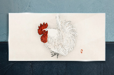 Rooster in delicate colors Glass Wall Art