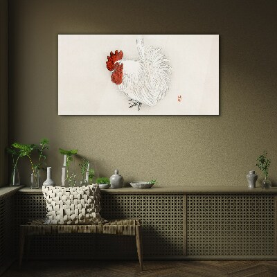 Rooster in delicate colors Glass Wall Art
