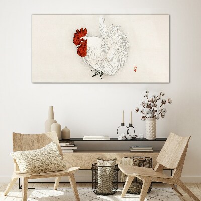 Rooster in delicate colors Glass Wall Art