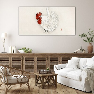 Rooster in delicate colors Glass Wall Art