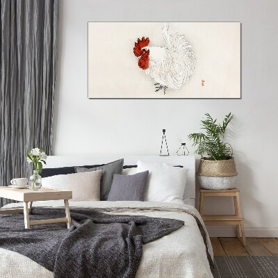 Rooster in delicate colors Glass Wall Art
