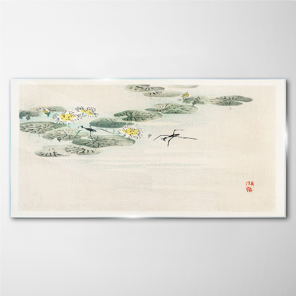 Water lilies on a calm surface of water Glass Wall Art