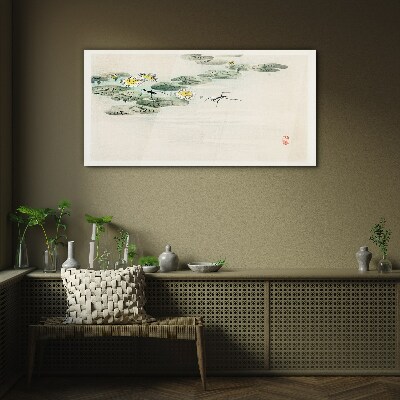 Water lilies on a calm surface of water Glass Wall Art