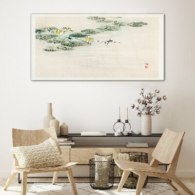 Water lilies on a calm surface of water Glass Wall Art