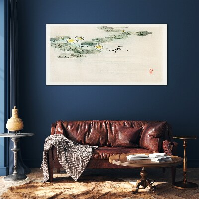 Water lilies on a calm surface of water Glass Wall Art