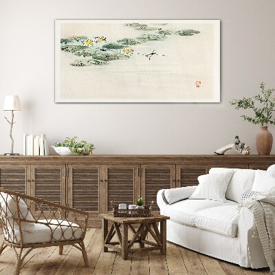 Water lilies on a calm surface of water Glass Wall Art