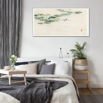 Water lilies on a calm surface of water Glass Wall Art