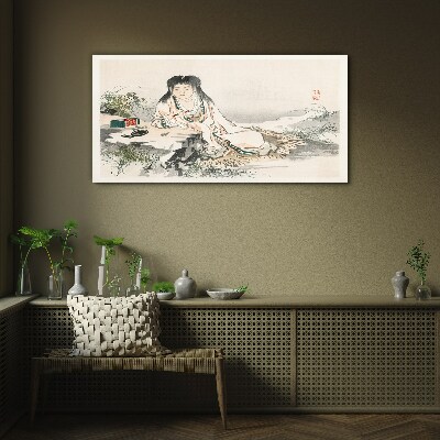 Peace by the river Glass Wall Art